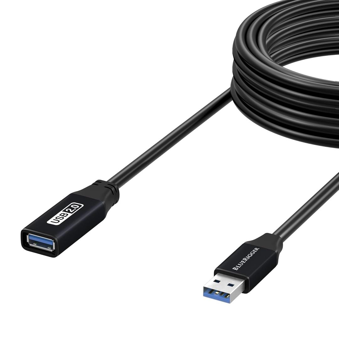 BlueRigger USB Extension Cable (32FT/10M, Long Active USB2.0 Extender, Male to Female Repeater, Data Transfer Cord)- for Game Consoles, Printer, Camera, Keyboard, Hard Drives