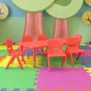 Flash Furniture 48x24 in Plastic Activity Table with 6 Chairs, Red, 24"W x 48"D x 14.50" - 23.75"H