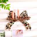 Pinkunn 2 Pcs Leopard Bow Wall Shelves Brown Cheetah Floating Crystal Display Rack with Screws Wooden Decorative Shelves Wall Mount Rustic Home Decor for Crystals Stone Sundries Storage