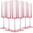 6 Pieces Acrylic Pink Champagne Flutes 5.4 OZ Square Champagne Glasses Stemmed Coupes Reusable Wedding Toasting Glasses Rose Bride Wine Glasses For Birthday Party Wedding Anniversary Christmas