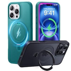 CASEKOO Ultra-Magnetic Stand for iPhone 16 Pro Max Case [Military Drop Protection] [Compatible with MagSafe] Shockproof Translucent Matte Slim Ring Holder Case for iPhone 16 ProMax 6.9", Teal