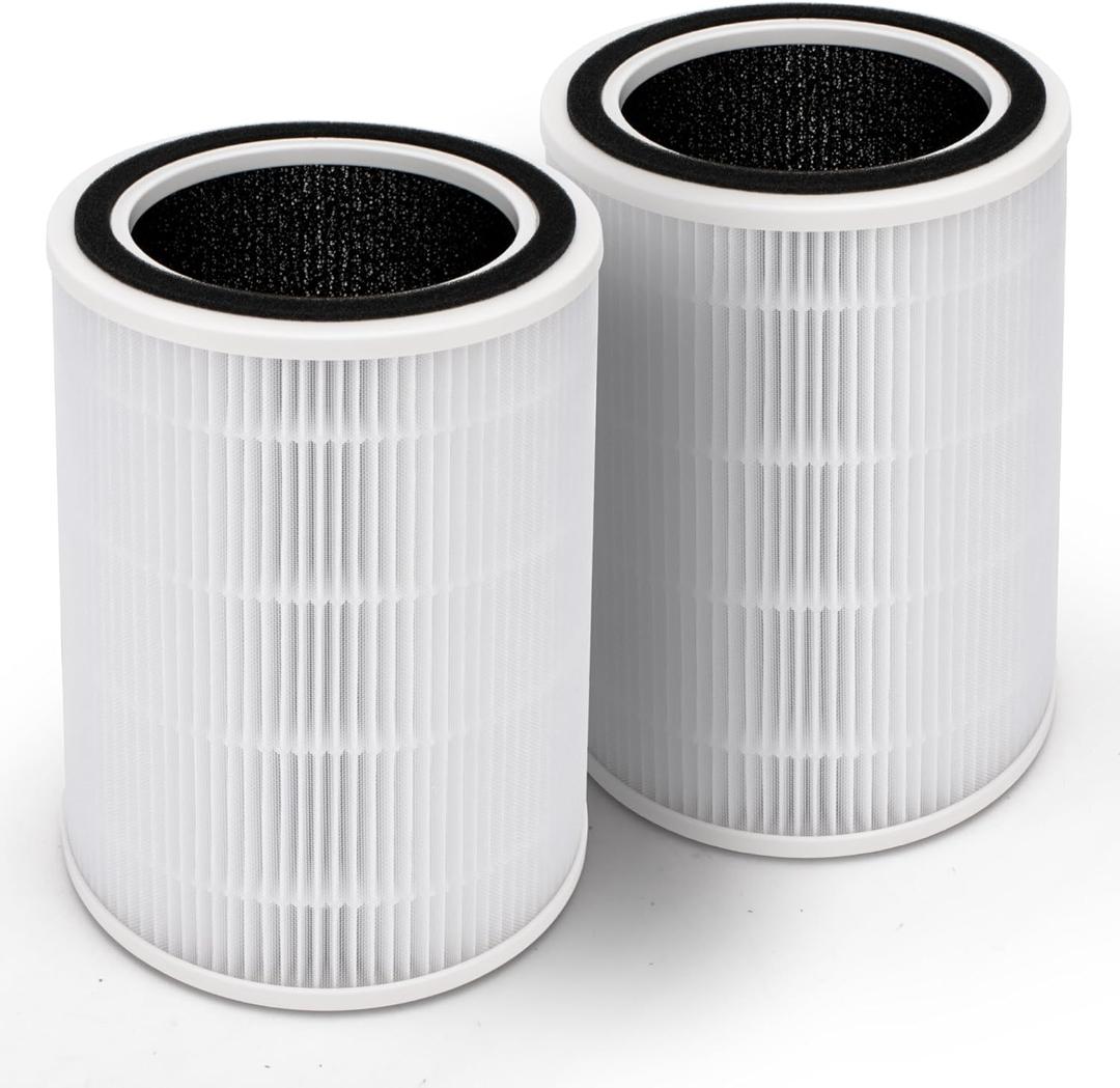 HAP604 Replacement Filters Compatible with ECOSELF HAP604 Air Purifier, 3-In-1 High-Efficiency Filter with Activated Carbon Filtration System, 2 Pack, White