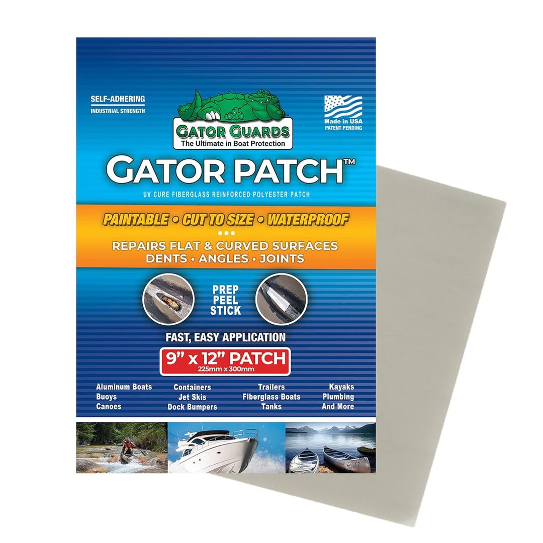 Gator Patch Fiberglass Reinforced Repair Patch - Repairs Holes, Dents & Cracks on Multiple Surfaces - DIY Prep, Peel & Stick - 3 Sizes - USA Made (12x9")