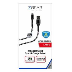 ZGear 10 Foot Braided Sync & Charge Cable - White/Black