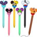 6 Pcs Cute Mouse Head Character Ears Pens Multi Color Pencil Nootbook Signature Office Desk Stationary Accessories for Teacher School Office Supplies
