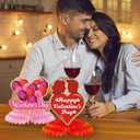 ALIBBON 9pc Valentine Honeycomb Centerpieces, Valentine Honeycomb Decorations, Table Signs for Valentine's Day, Wedding Anniversary Party Supplies Decor
