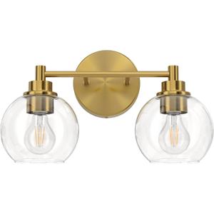 VONLUCE Bathroom Light Fixtures, 2-Light Vanity Light with Globe Glass Shades E26 Sockets, Bathroom Lights Over Mirror for Bedroom Hallway Living Room, Gold Finish