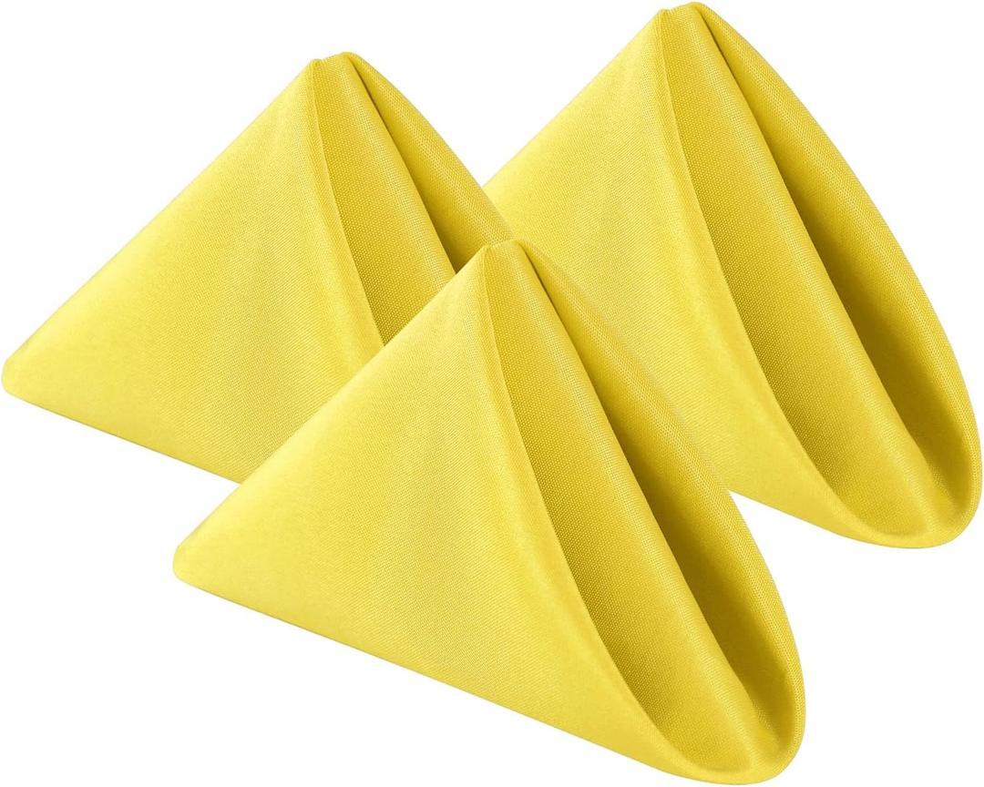 Bailarina Cloth Napkins Set of 40,17x17 inches Dinner Napkins Cloth Washable,Polyester Square Table Cloth Napkin Bulk with Hemmed Edges Ideal for Banquets, Parties and Weddings-Yellow