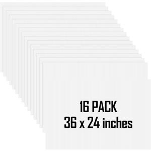 16 Pack 24 x 36 Inch Corrugated Plastic Sheet Blank Yard Signs Double Sided White Corrugated Poster Board Signs Thick Waterproof Lawn Sign for Indoor Outdoor Garage Sale Birthday Party Decor