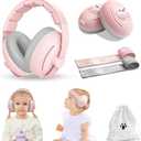 Baby Ear Muffs, 2-in-1 Baby Noise Canceling Headphone, Hearing Protection for Babies 0-48 Months, Adjustable Headband (Pink)