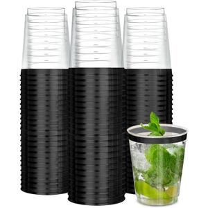 R-kay Heavy Duty 10 OZ Disposable Cups, Black Plastic Cocktail Glasses