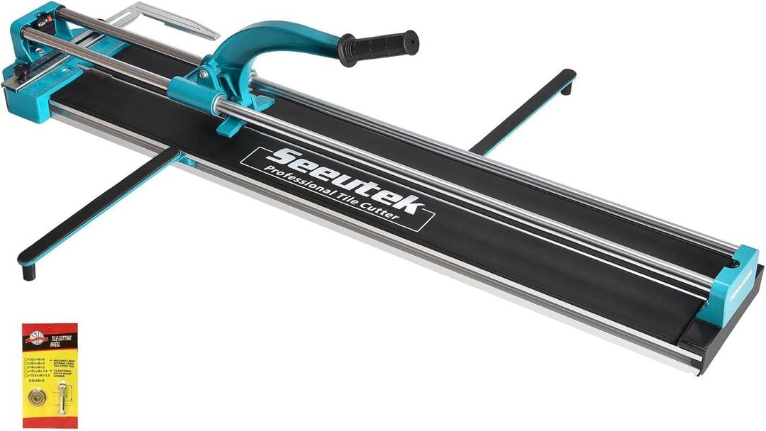 Seeutek Tile Cutter, 48 inch Professional Manual Porcelain Ceramic Tile Cutter, Double Rails Design Tile Cutter Tool, with Extra Tungsten Cutting Wheel and Laser Positioning