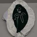 PIKRONSH Christmas Tree Skirt, 32 Inch Green Velvet Tree Skirt with Embroidered Snowflakes Sequins White Trim Border, Holiday Party Tree Decoration