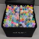 SFAIH Markers Brush & Fine - 121 Colors Double Tipped Art Markers for Adult Coloring Illustration, Gifts for Artist Adult - Adjustable Shoulder Strap & Faux Leather Lining & Outer Zip Pocket