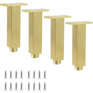 Geesatis 4.7 Inch Heavy Duty Furniture Legs Set of 4, Industrial Steel Supports Legs for Furniture, Sofa, Coffee Table, Desk, Cabinet, Bed, Dresser & DIY with Mounting Screws (Gold)
