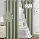 MIULEE Linen Textured 100% Blackout Curtains for Bedroom 90 Inches Long Sage Thermal Insulated Black Out Curtains/Draperies with White Liner for Living Room/Nursery, Grommet Top, 2 Panels