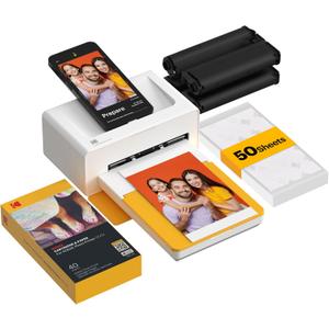KODAK Dock Plus 4x6'' Photo Printer, 50 Sheets, Docking & Bluetooth Smartphone Printer for iPhone & Android, Instant Color Prints, 4PASS Dye Sublimation