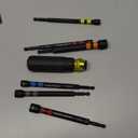 Klein Tools 32950 Ratcheting Impact Rated Hollow Power Nut Driver Set with Handle, Magnetic, Color Coded, 6 SAE Hex Sizes and Handle Included