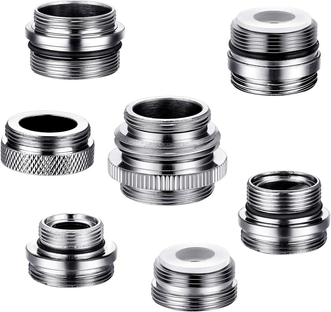 7 Pieces Faucet Adapter Kit, Kitchen Sink Brass Aerator Male/Female Faucet Adapter to Connect Garden Hose, Water Filter, Standard Hose via Diverter