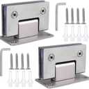 2PACK 90 Degree Shower Door Hinges, Heavy Duty Frameless Glass Door Hinges Stainless Steel Bathroom Gate Clamp for 8-12 mm Toughened Glass, Rust & Corrosion Resistance