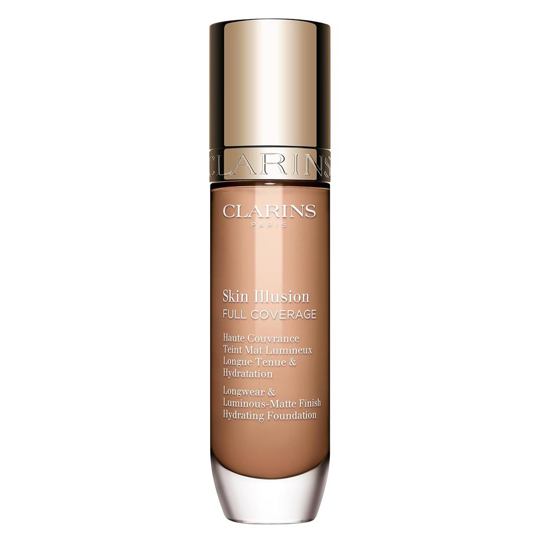 Clarins NEW Skin Illusion Longwear Full Coverage Foundation | Luminous Matte Finish | 24H* Hold and 24H** Hydration | Natural Looking Complexion | Transfer Proof, Sweat Proof and Smudge Proof (109C)