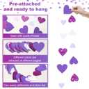 Fuyoooo 10 Pack 130ft Purple Lavender White Holographic Heart Party Garland Asymmetrical Love Hanging Banners for Birthday Wedding Baby Bridal Shower Engagement Bachelorette Graduation Decorations