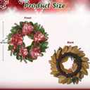 Briful 24in Christmas Magnolia Flower Wreath for Front Door Artificial Red Magnolia Floral Wreath with Pine Cones Berries Outdoor Christmas Wreath for Xmas Home Room Wall Window Mantle Decor