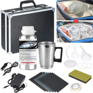 Pmbqifay Headlight Restoration Kit, Car Headlight Polish Repair Renovation Kit with 800g Repair Liquid for Repair Headlight Yellowing, Haze, Oxidation, Scrashes