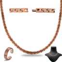 Copper Necklace for Men Women - Magnetic Necklace 99% Solid Pure Copper Ring Set Ultra Strength Magnets - with Adjustable Sizing Tool and Present Box (Square)