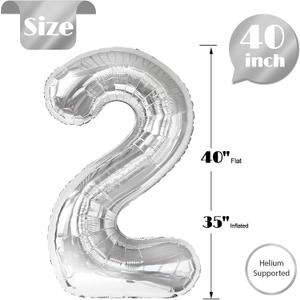 Number Balloons 40 Inch,  Balloon Number Birthday Decorations, Two Second Birthday Party Supplies 10 Pack