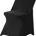 Ascoza 6 Pack Black Spandex Folding Chair Covers in Stretch Washable Fabric for Wedding, Party,Holidays,Celebration and Other Special Events