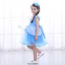 Joy Join Princess Costume Blue Dress for Toddler Girls Dress Up With Gloves,Crown,Wand,Necklace (Blue)