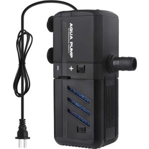 Submersible Aquarium Internal Filter 6W, Adjustable Fish Tank Filter with 132 GPH Water Pump for 1-10 Gallon Fish Tank Black (132GPH, 6W)