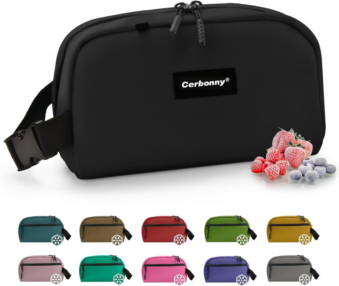 CERBONNY Small Cooler Bag Freezable Lunch for Work School Travel,Leak-proof Bag,Small Insulated For Kids/Adults,Freezer Bags,Freezable Snack Bag,Mini Fit Yogurt Black CERBONNY Small Cooler Bag Freezable Lunch for Work School Travel,Leak-proof Bag,Small Insulated For Kids/Adults,Freezer Bags,Freezable Snack Bag,Mini Fit Yogurt Black