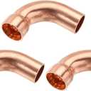 MECCANIXITY 90 Degrees Elbow Copper Pipe Fitting Short Turn Brazing Connection 5/8 Inch ID for HVAC Cooling Solar Equipment, Pack of 3