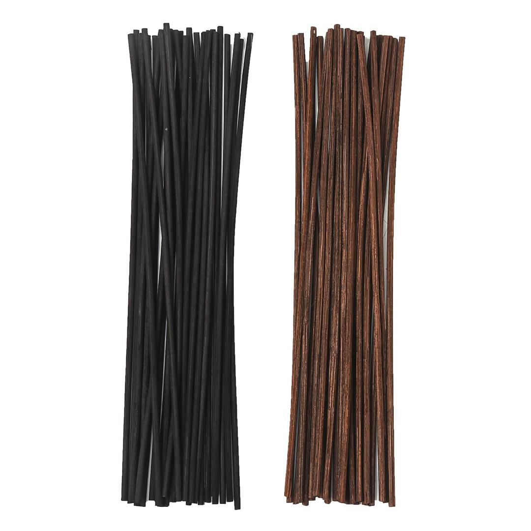 25pcs White and 25pcs Brown Rattan Reed Diffuser Sticks Replacement Rattan Reed Diffuser Refill Sticks (White+Brown)