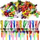 144pcs Two Kinds of Noisemakers Blowouts Horns, Bulk Toys, Birthday Party Favors, New Years Accessory, Prizes for Kids Whistles and Streamers