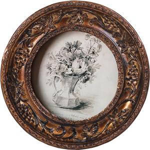 SIKOO 4×4 Vintage Picture Frame Antique Round Picture Frame Tabletop and Wall Mount Display Vintage Wall Decor, Bronze Gold