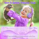 iClever BTH22 Kids Bluetooth Headphones, 60H Play Time, USB C Fast Charging, Bluetooth 5.4, AUX Cord,Safe Volume 74/85 dBA,Toddler Headphones for iPad/Tablet/Travel/School, Purple