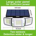 intelamp Solar Outdoor Lights,6000mAh Motion Sensor with Dual Sensors,Waterproof Solar Flood Lights 270Wide Angle for Outside with 3 Modes