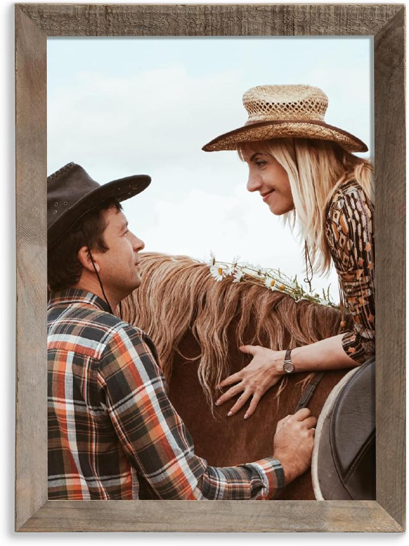 Axeman Rustic Picture Frame A2, Reclaimed Barnwood Frame with Beveled Edge
