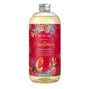 ROMIIE ZOI Christmas Liquid Hand Soap Refill- Berry Christmas- Infused with Holiday Floral Aroma, Gentle & Moisturizing Formula for Home & Kitchen, 750 ML/ 26 FL OZ