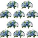 NUPTIO Flower Ball Arrangement Bouquet - 10 Pcs 9.5 inch Diameter Dusty Blue Fake Flowers Roses Balls for Centerpieces Tables - Artificial Rose Arrangements for Wedding Centerpiece Table Decorations