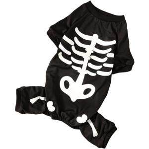 Dog Skeleton Costume Glow in The Dark Pet Cat Halloween Jumpsuit 4 Legged Onesie for Small Dog Cat, XL