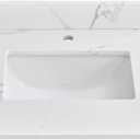 24 in. W x 22 in D Quartz Vanity Top in Calacatta Rocky, Vanity Sink Top with Assembled Single Drop-in Sink, Pre-Drilled Single Faucet Hole Countertop with 4" H Backsplash