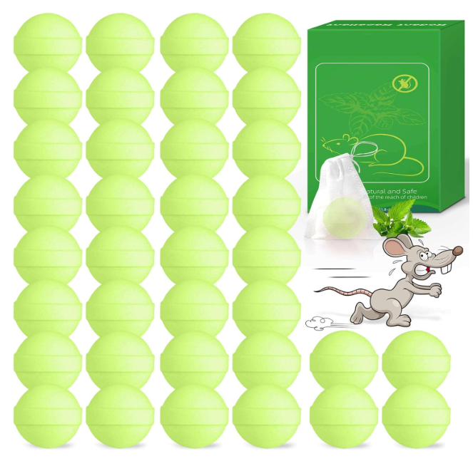 36 Pack Mice Repellent  Peppermint Oil Rat Repellent Ball for House Garage Garden Car Engine Indoor, Mouse Deterrent for Outdoor, Keep Mice Out Natural Pest Repellent Pet Safe