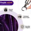 5 Feet Purple Velvet Hanging Ropes with Silver Polished Hooks Crowd Control Stanchion Ropes fit for Movie Theaters,Church,Restaurants,Hotels,Grand Openings, Concert venues, Trade Shows (2PCS)