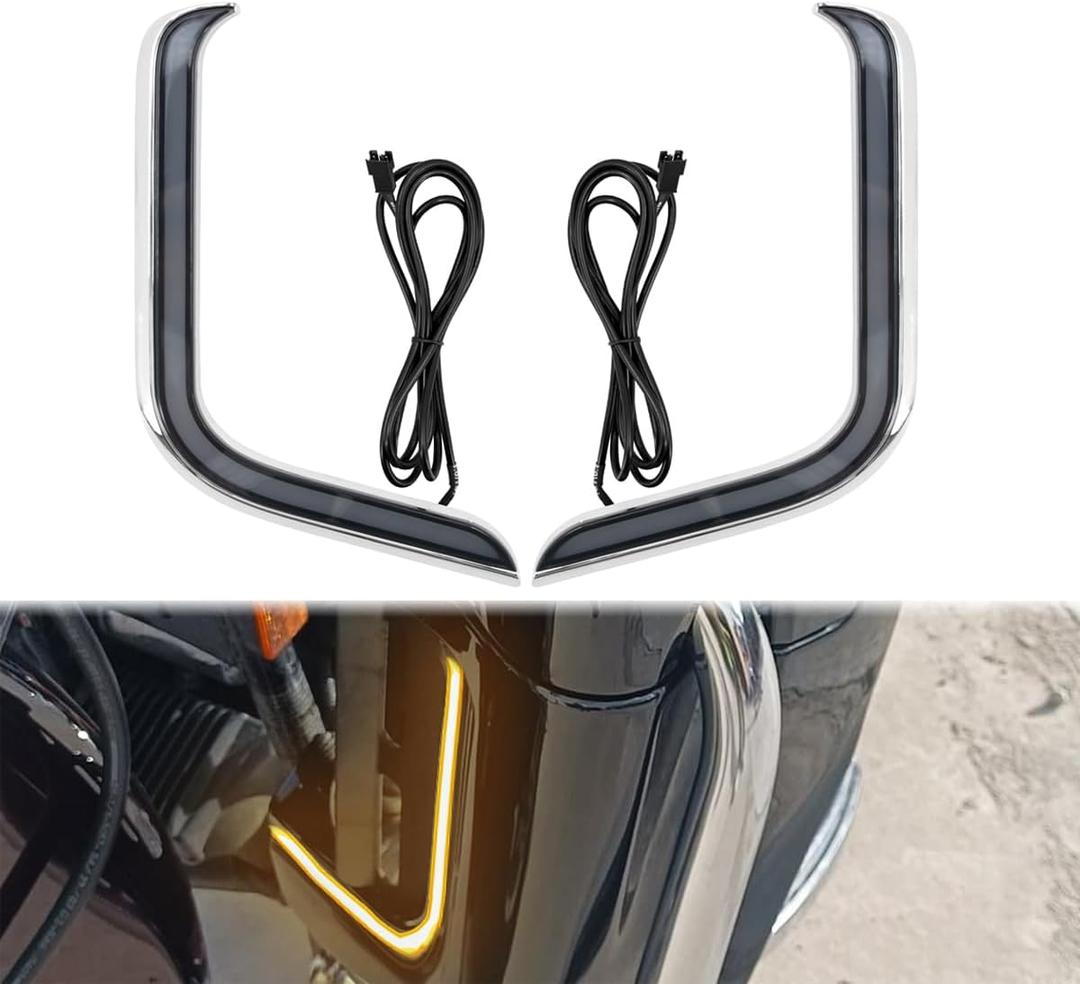 HDBUBALUS Motorcycle Lower Fairing Light LED Turn Signal Running Lights Fit For Harley Touring Street Glide Road Glide Electra Glide FLHTK FLTRU 2006-2013 (Color: Chrome Housing Smoke Lens)