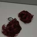 SARLA 2PCS Burgundy Messy Hair Bun Hair Pieces Wavy Curly Synthetic Updo Fake Scrunchies Ponytail Extension for Women Wine Red