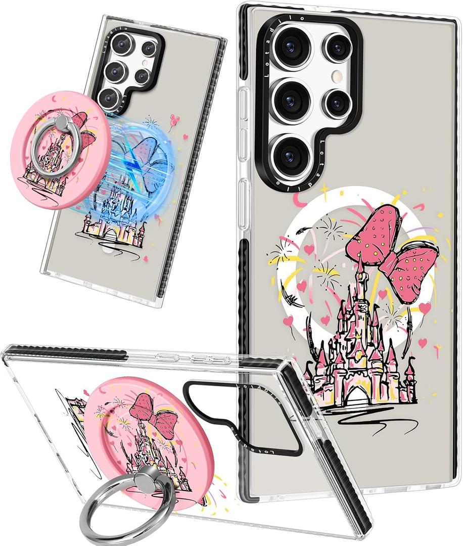 Lotadilo Cute Case for Samsung Galaxy S25 Ultra for Women Girls - Funny Castle Design Compatible with Magsafe Magnetic Ring Holder Kickstand Fashion TPU Phone Covers